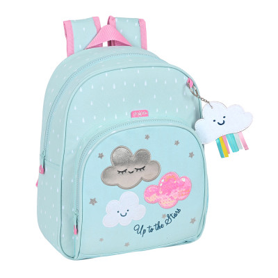 Mochila Pré Escolar 34cm adap trolley Glowlab Nuvem