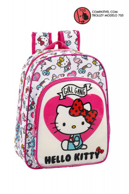 Mochila Pré Escolar 34cm adap trolley Hello Kitty Girl Gang