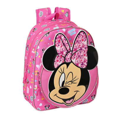 Mochila Pré Escolar 34cm adap trolley Minnie Lucky