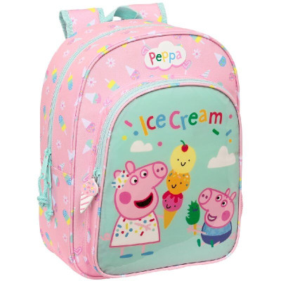 Mochila Pré Escolar 34cm adap trolley Porquinha Peppa Ice Cream