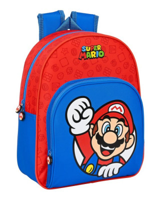 Mochila Pré Escolar 34cm adap trolley Super Mario Nintendo