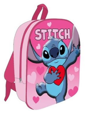 Mochila Pré Escolar 3D Stitch Coração 30cm