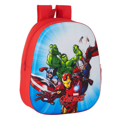 Mochila Pré Escolar Avengers 3D 33cm adap trolley