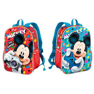 Mochila Pré-escolar Mickey 32cm Reversível Say Cheese
