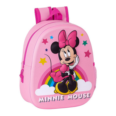 Mochila Pré Escolar Minnie 3D 33cm adap trolley