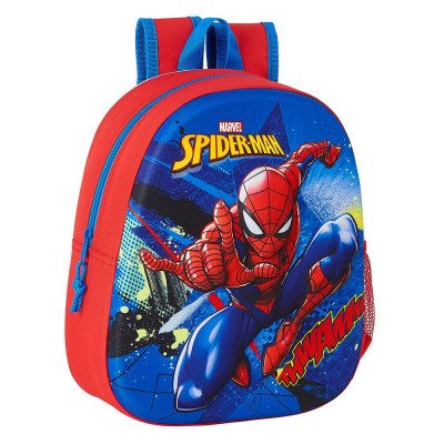 Mochila Pré Escolar Spiderman 3D 33cm adap trolley