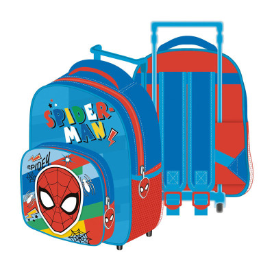 Mochila Pré-Escolar Trolley Azul Infantil Spiderman 36cm