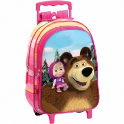 Mochila trolley escolar Masha e o Urso 37cm