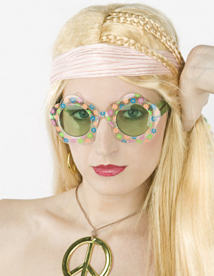 Oculos Hippie Flores Adulto