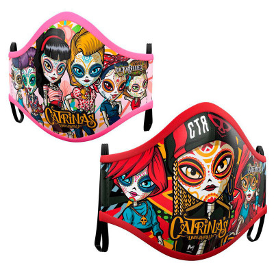 Pack 2 Máscaras Reutilizáveis Catrinas 10-12 anos