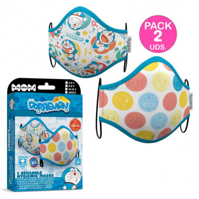 Pack 2 Máscaras Reutilizáveis Doraemon 10-12 anos