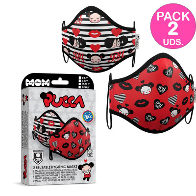 Pack 2 Máscaras Reutilizáveis Pucca 10-12 anos