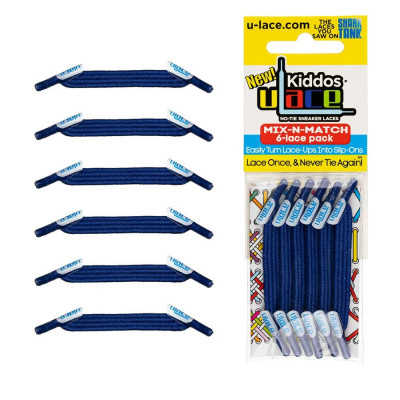 Pack 6 Atacadores U-Lace Kiddos Azul Royal