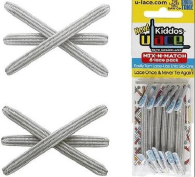 Pack 6 Atacadores U-Lace Kiddos Prateado