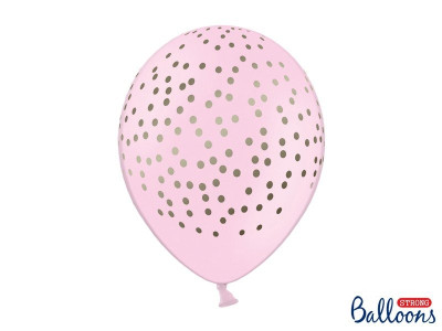 Pack 6 balões rosa com impressão de confetis dourados