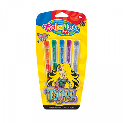Pack Canetas Tatuagem Gel 5 Cores Colorino
