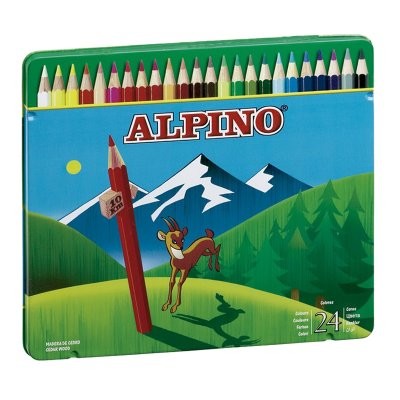 Pack de 24 Lápis de cor em caixa metálica - Alpino