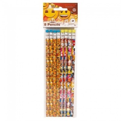 Pack de 8 lápis com borracha emoji