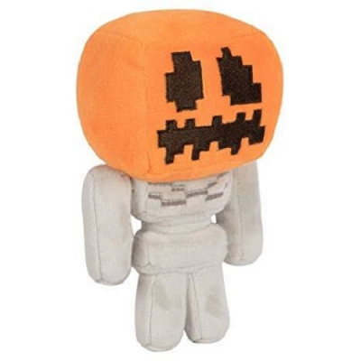 Peluche Minecraft Esqueleto Cabeça Abóbora 18cm