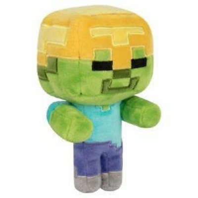 Peluche Minecraft Zombie Capacete Dourado 18cm