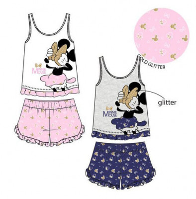 Pijama Verão Minnie Gold Glitter Disney