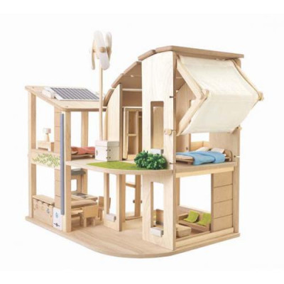 Plan Toys Casa de Bonecas Verde com Mobília