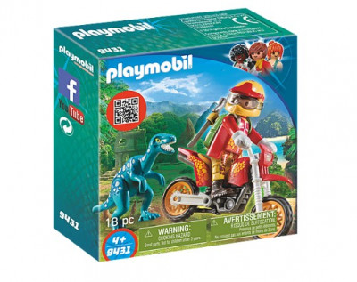Playmobil Explorers - Mota com Velociraptor