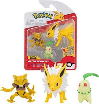 Pokémon 3 Figuras Combate - Abra, Chikorita e Jolteon