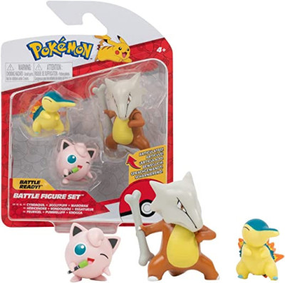 Pokémon 3 Figuras Combate - Cyndaquil, Jigglypuff e Marowak