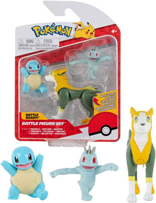 Pokémon 3 Figuras Combate - Squirtle, Boltund e Machop