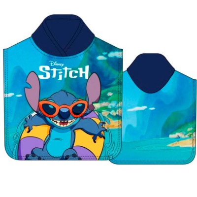 Poncho Praia Microfibra Stitch Azul