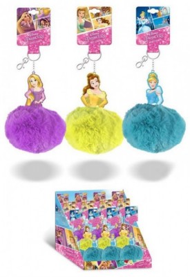 Porta chaves com pompom Princesas Disney - sortido