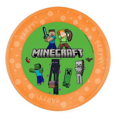 Prato Plástico Minecraft Laranja 21cm