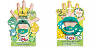 Pulseira Dispensador Álcool Gel Dinossauros Sortido