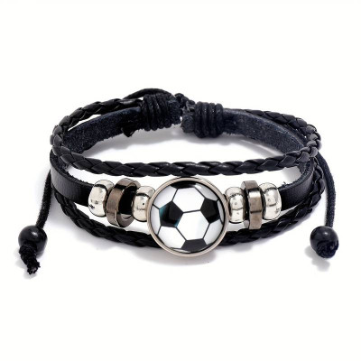 Pulseira futebol ajustavel couro