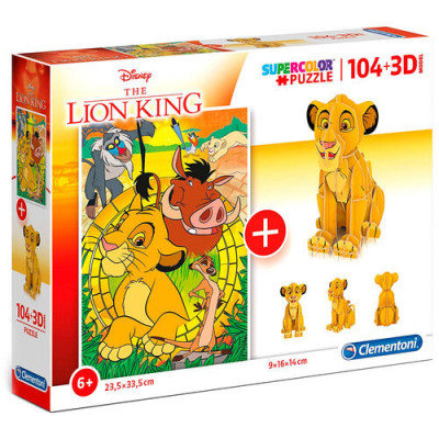 Puzzle 104 peças + Figura 3D Rei Leão