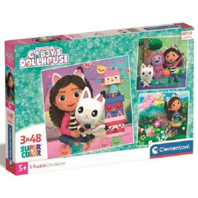Puzzle 3x48 peças Gabby´s Dollhouse
