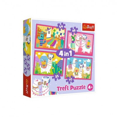 Puzzle Lama em Férias 4 em 1