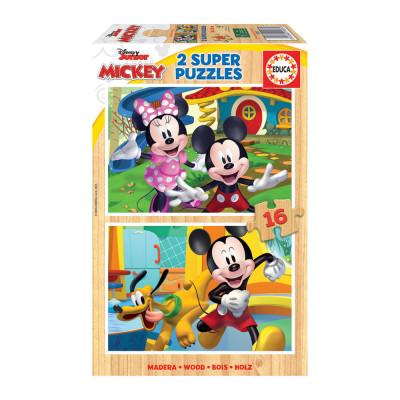 Puzzle Madeira 2x16 peças Mickey Disney