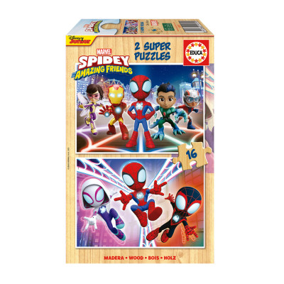 Puzzle Madeira 2x16 peças Spidey and his Amazing Friends
