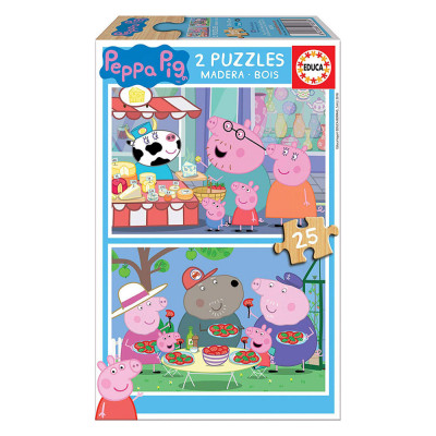 Puzzle Madeira 2x25 peças Porquinha Peppa