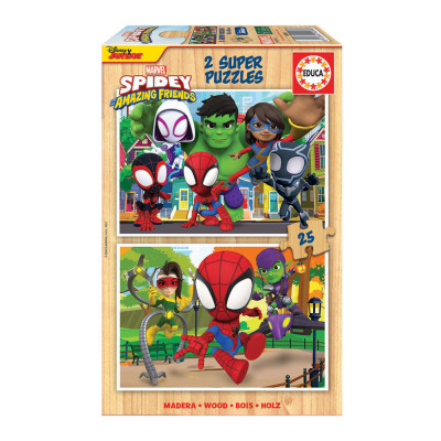 Puzzle Madeira 2x25 peças Spidey and his Amazing Friends