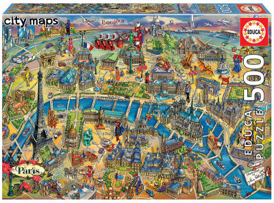 Puzzle Mapa de Paris - City Maps 500 peças