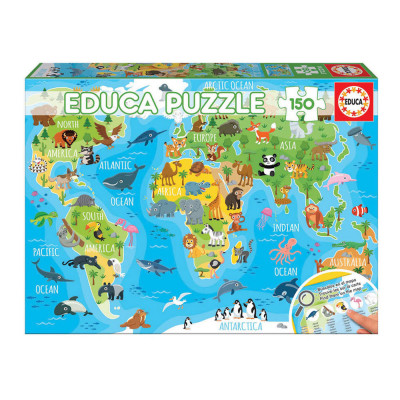 Puzzle Mapa Mundo Animais 150 peças