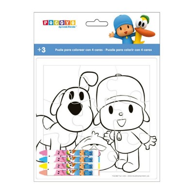 Puzzle p/ pintar + lapis cera Pocoyo