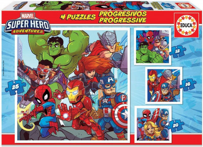Puzzle Progressivo 4 em 1 Super Heroes Adventures Marvel