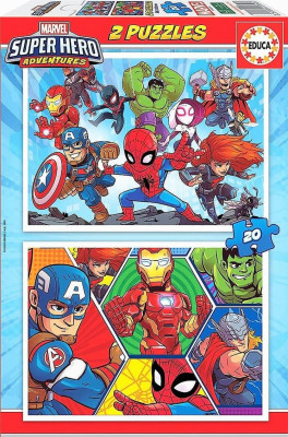 Puzzle Super Heroes Adventures Marvel  2x20 peças