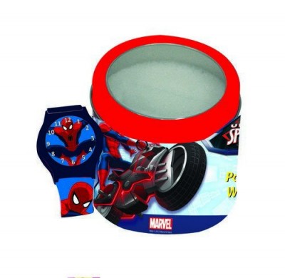 Relogio analogico em caixa de metal homem aranha