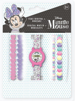 Relógio Digital + Pulseiras Minnie Unicórnio Disney
