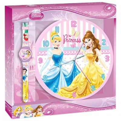 Relogio parede + pulso digital Princesas Disney
